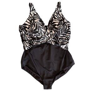 Swimsuits for All One Piece Size 22 Black White Built In Bra Adjustable Straps